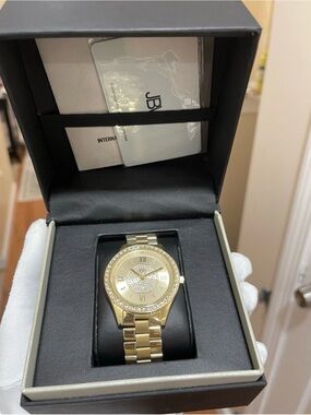 JBW Mondrian Men's Watch 1/6 CT Diamond & Crystal 18K Gold Plate 38.5mm JB-6226